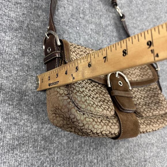 Vintage Coach Soho Shoulder Bag Buckle Flap Brown Monogram Canvas Suede 1463 Y2K - Picture 5 of 5